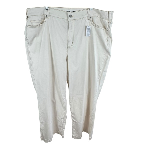 Lands' End Denim - Lands End NWT Womens Beige High Rise Wide Cotton Blend Jean Size 26W